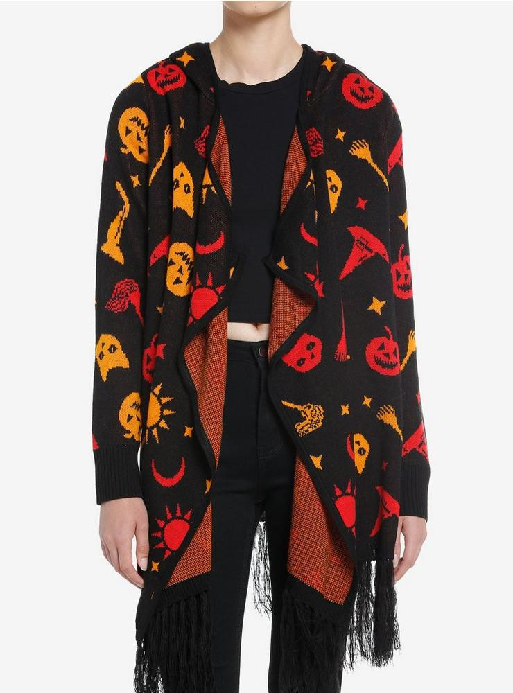 Her Universe Disney Hocus Pocus Dani Hooded Fringe Girls Cardigan | Hot Topic