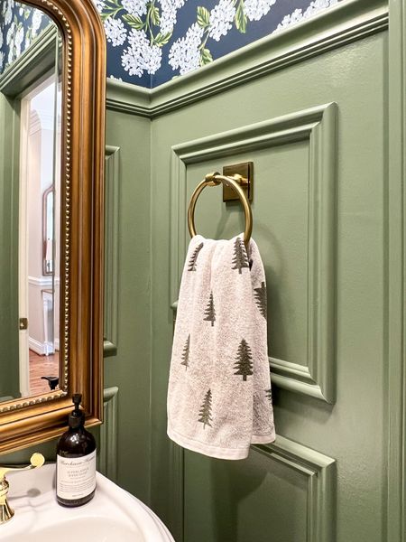 I like to spruce things up in my powder room with this lovely pine tree reversible Jacquard hand towel.

#LTKSeasonal #LTKhome
