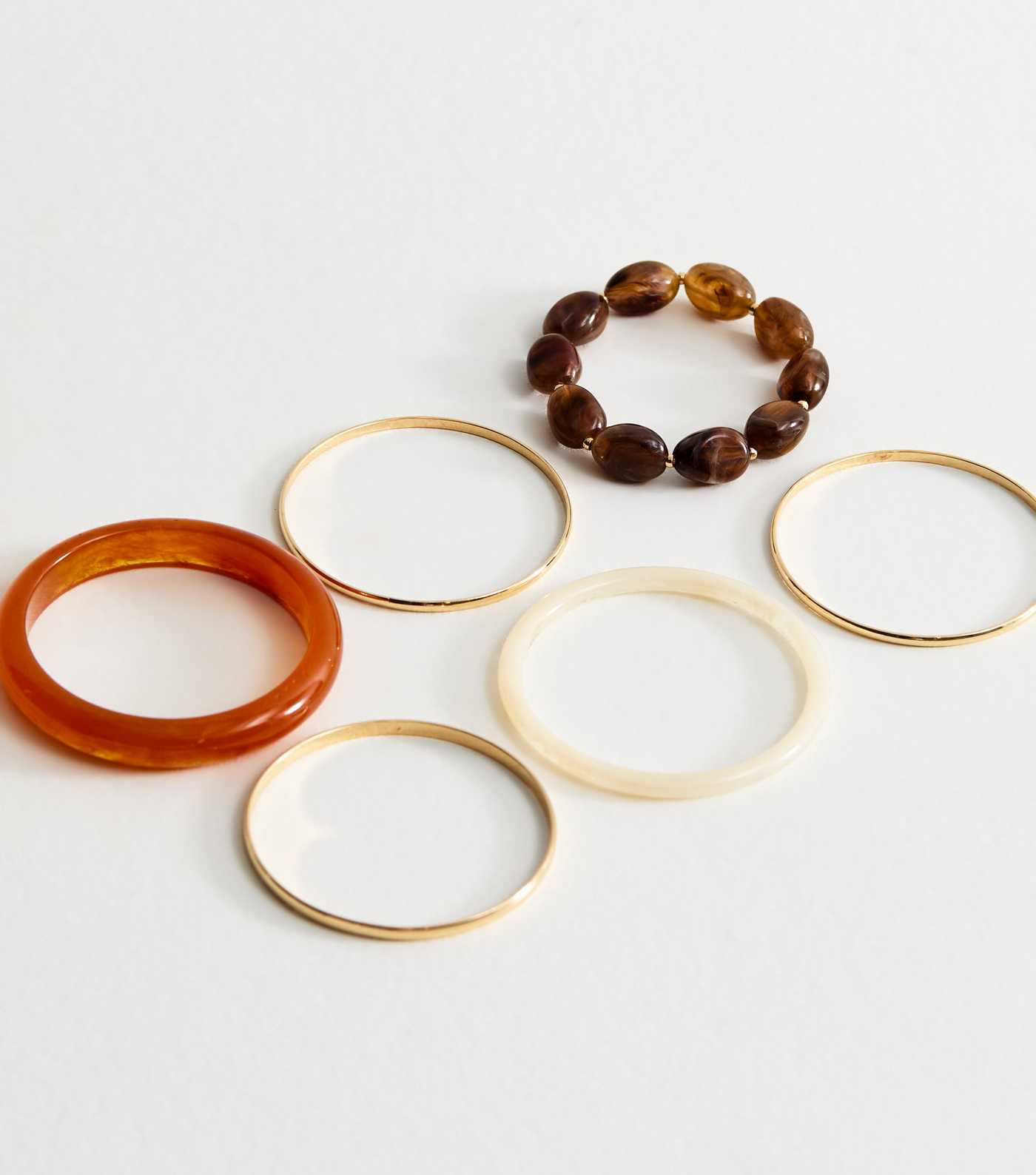 Pack of 6 Brown Resin Bangles and Bracelets | New Look | New Look (UK)