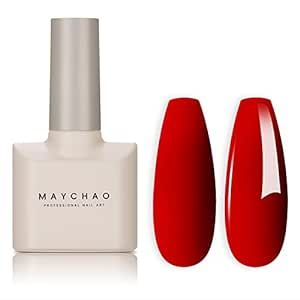 MAYCHAO 15ML Red Gel Nail Polish 1Pc Bright Red Gel Polish Soak Off UV LED Nail Gel Polish Nail A... | Amazon (US)