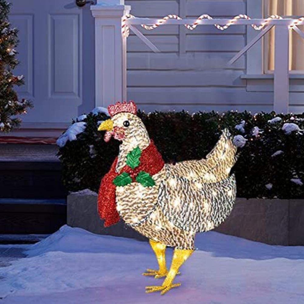 Light-Up Chicken with Scarf Holiday Decoration, LED Christmas Outdoor Decorations Metal Christmas... | Walmart (US)