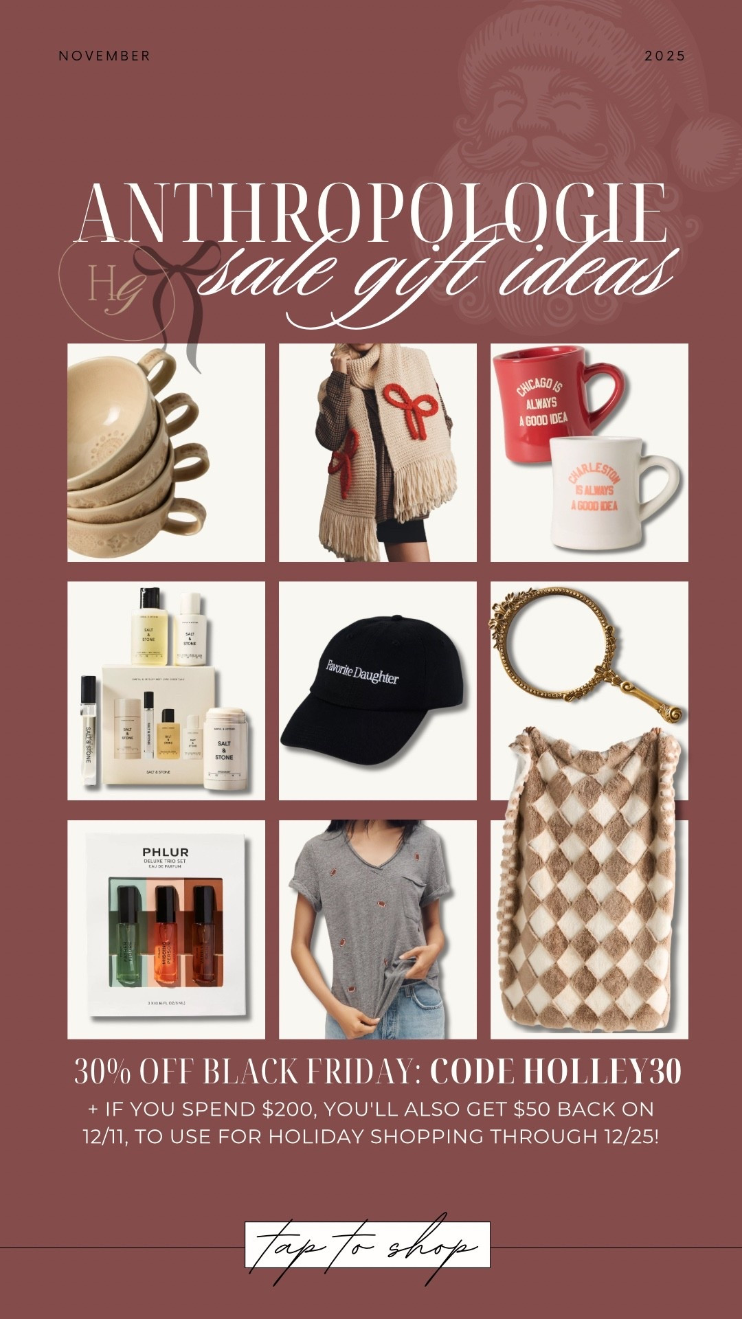 So many amazing gift ideas in Anthro & we have EARLY ACCESS to their Black Friday sale! Code HOLLEY30 for 30% off + if you spend $200, you'll also get $50 back on
12/11, to use for holiday shopping through 12/25🎄🙌🏼✨ tons of their stuff is in my gift guides coming! 

Gift ideas for her / Black Friday / cyber week / Holley Gabrielle 

#LTKCyberWeek #LTKGiftGuide #LTKSaleAlert