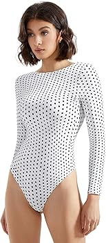 SUUKSESS Women Backless Y2k Long Sleeve Bodysuit Double Lined Open Back Sexy Basic Top | Amazon (US)