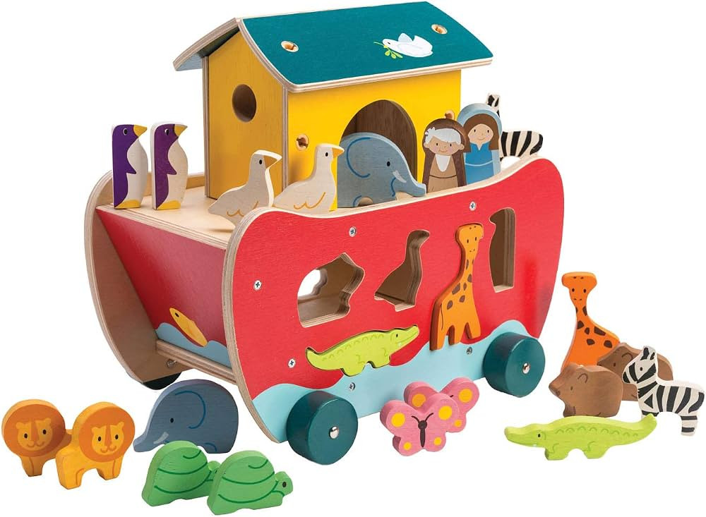 Tender Leaf Toys - Wooden Noah’s Ark Animal Shape Sorter Toy - Encourages Imaginative Play, Imp... | Amazon (US)