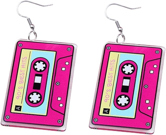 Colorful 70'S 80'S Cassette Tape Resin Acrylic Dangle Earrings for Women Girls Jewelry | Amazon (US)