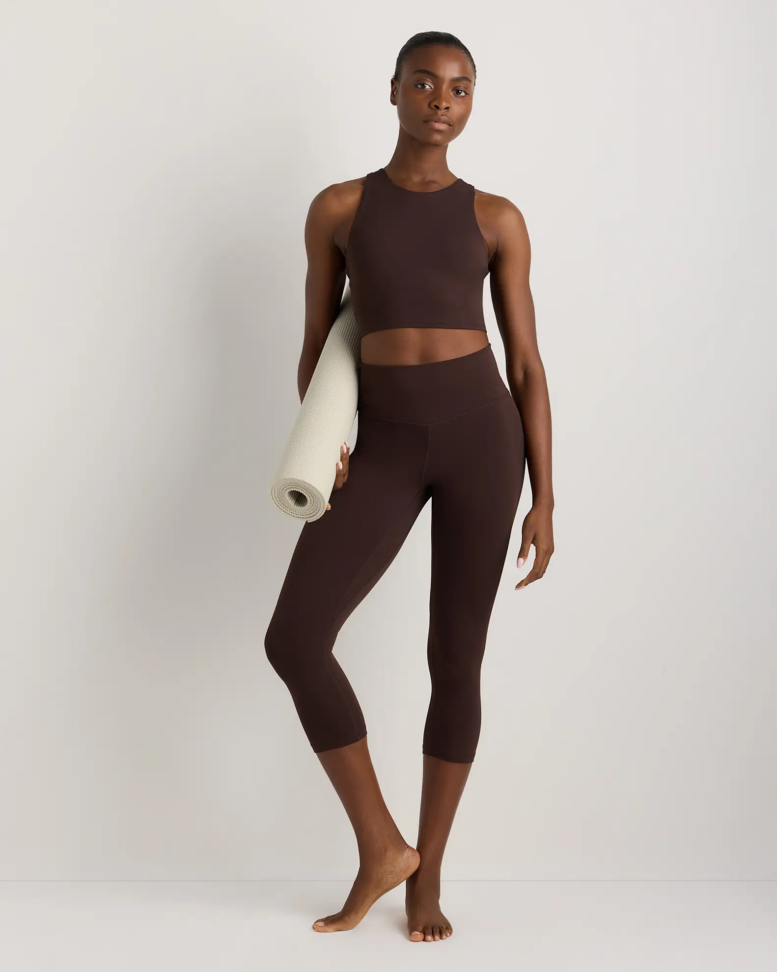 Ultra-Form High-Neck Cropped Tank in Espresso | Quince