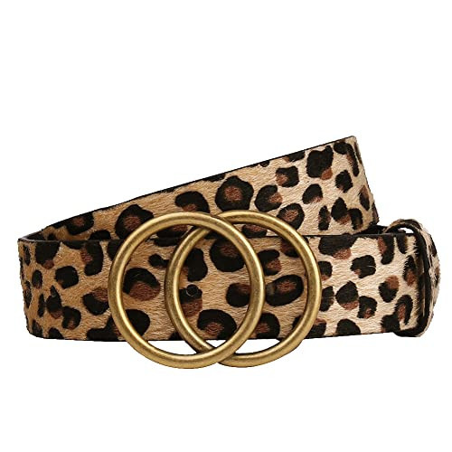 Earnda Women's Leather Belt Fashion Soft Faux Leather Waist Belts For Jeans Dress Leopard Print X-Small | Amazon (US)