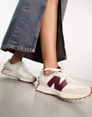 New Balance 327 sneakers in off white and burgundy - IVORY | ASOS | ASOS (Global)