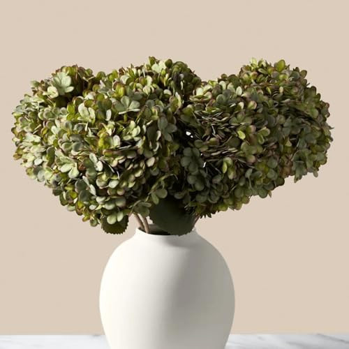 RyddeligHome 5 Stems Extra Large Green Hydrangea Artificial Flowers, 19 Inch Real Touch Silk Hydrangeas, Realistic Faux Floral Stems for Modern Farmhouse Decor, Every Room Home & Kitchen Decor | Amazon (US)