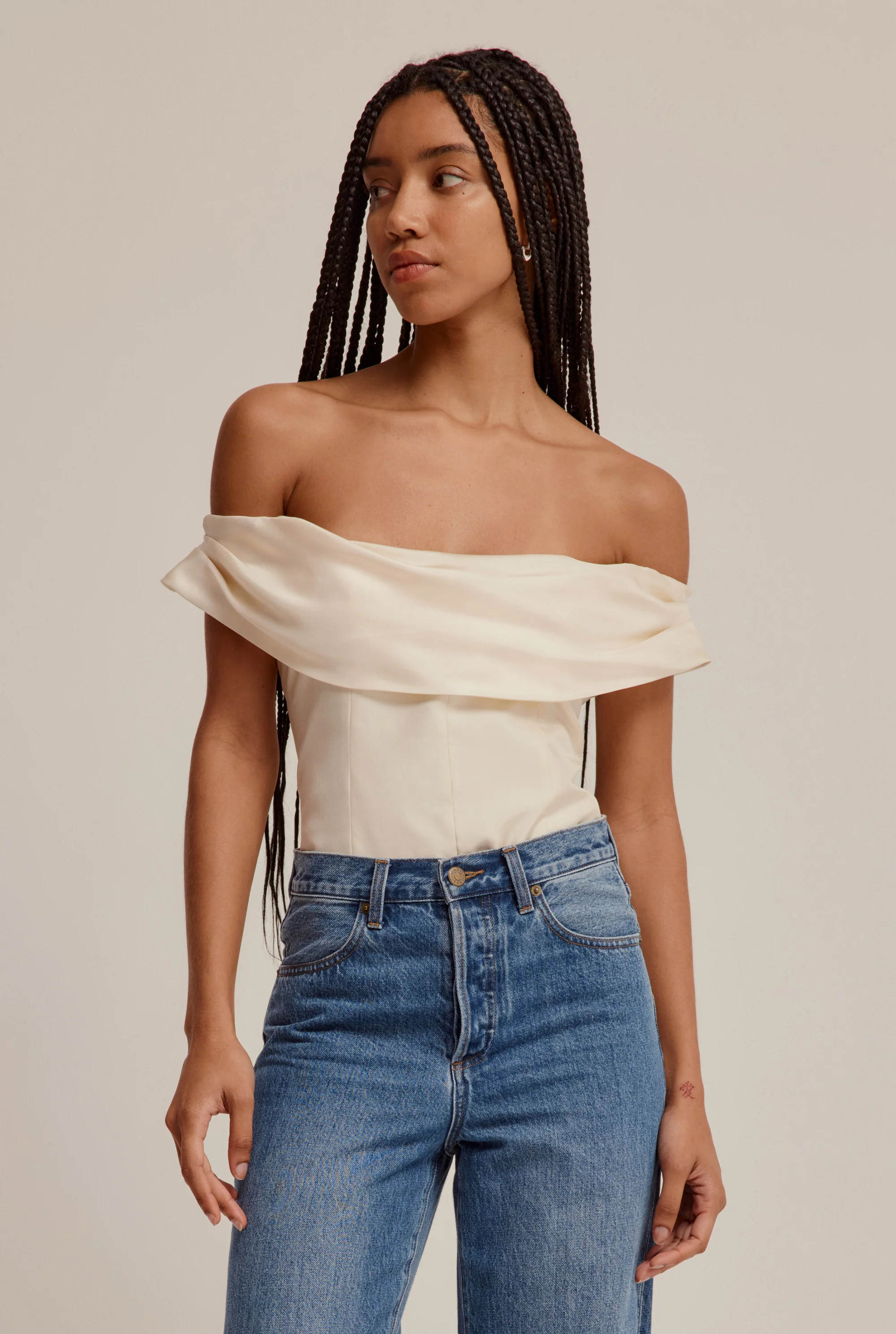 Venroy - Womens Silk Cowl Neck Bodice in Champagne | Venroy | Premium Leisurewear designed in Aus... | Venroy AU