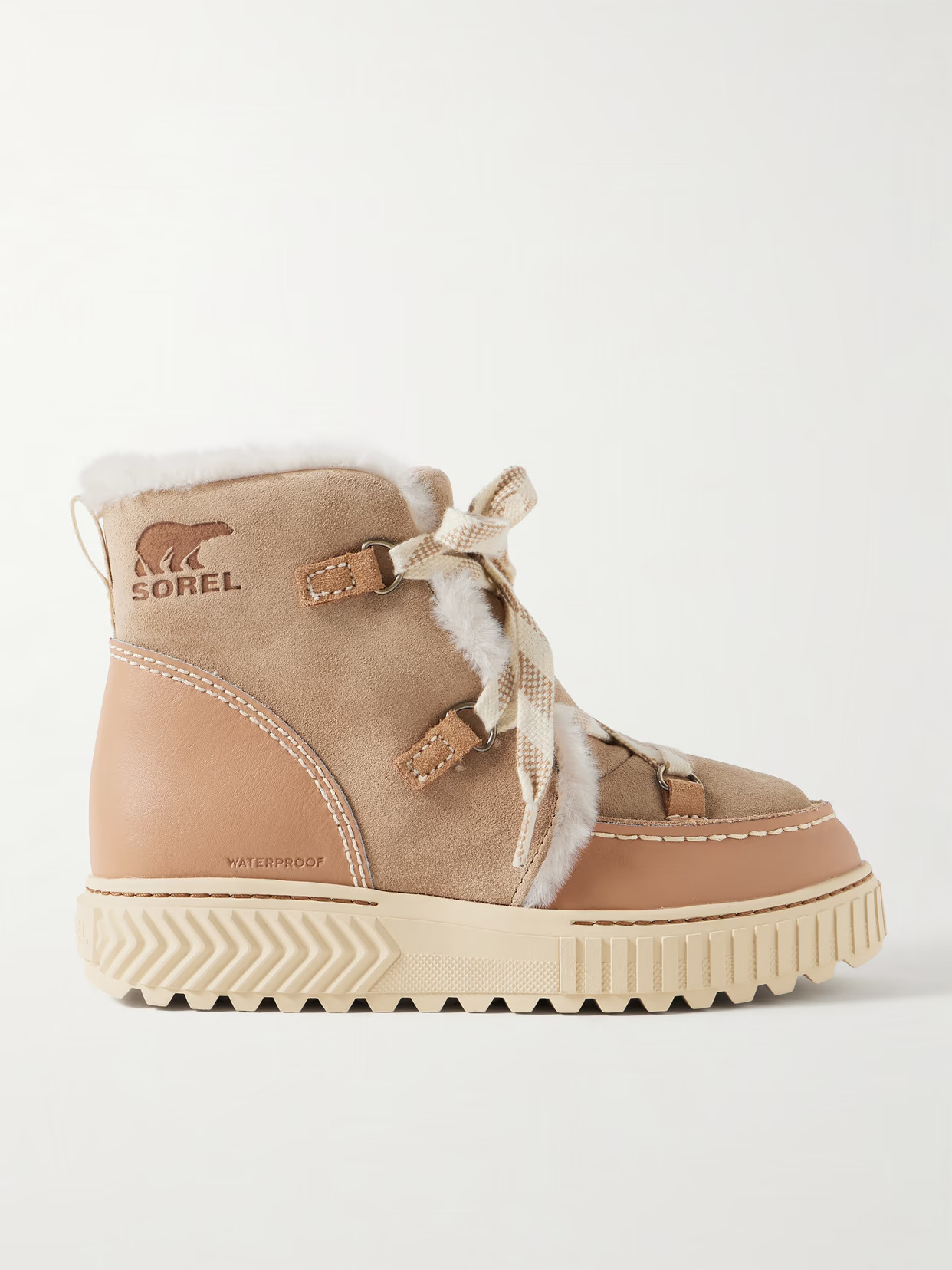 Sorel - Ona Ave Fleece-lined Leather-trimmed Suede Ankle Boots - Neutrals | NET-A-PORTER (US)