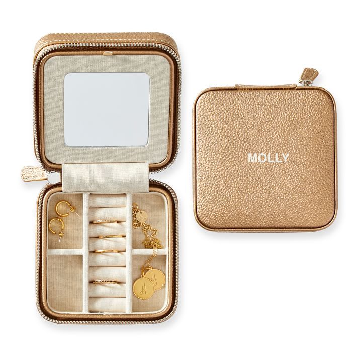 Small Travel Jewelry Case, Rose Gold, Foil Debossed | Mark and Graham