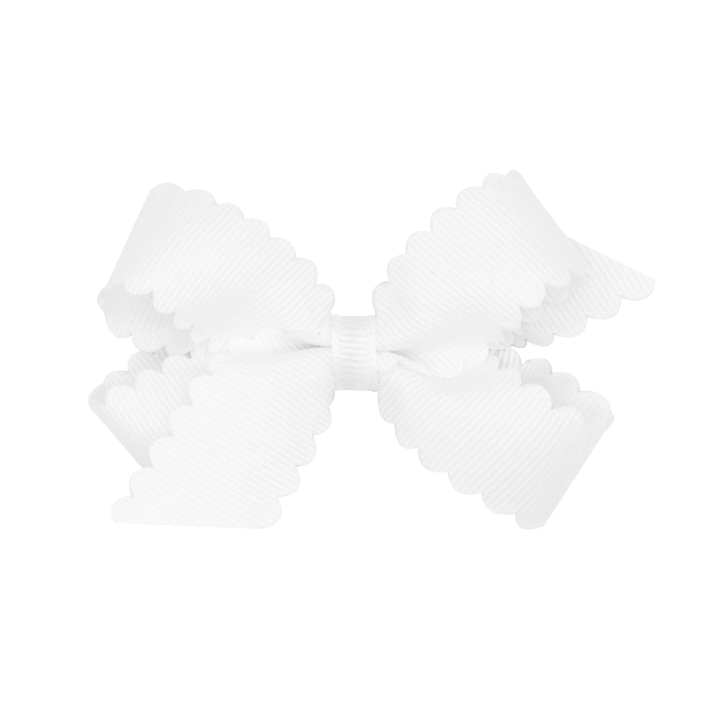 Mini Scallop Hair Bow - White | Little English