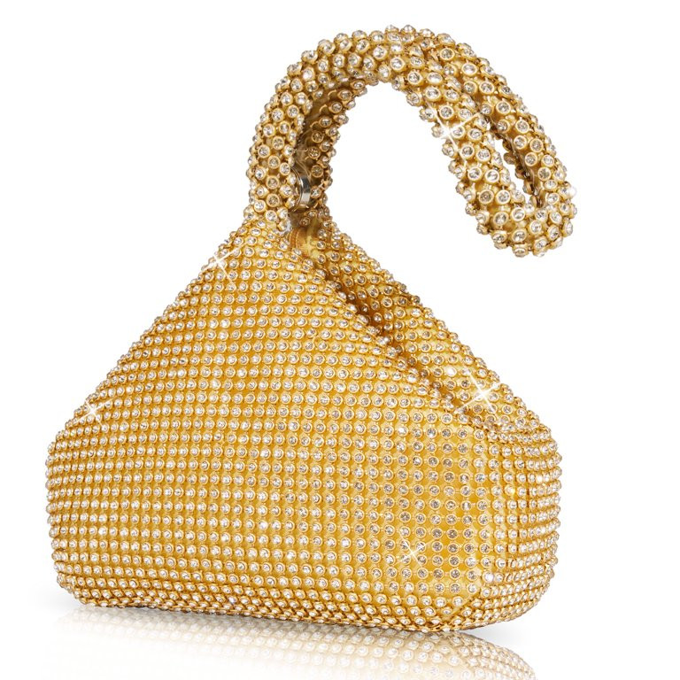 Women's Rhinestone Gold Clutch Evening Bags Sparkly Glitter Triangle Purse for Lady Girl Bride Pa... | Walmart (US)