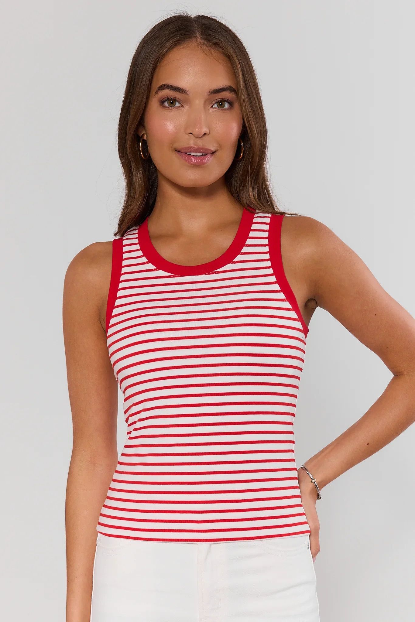 Red Stripe Ribbed Tank Top | Avara
