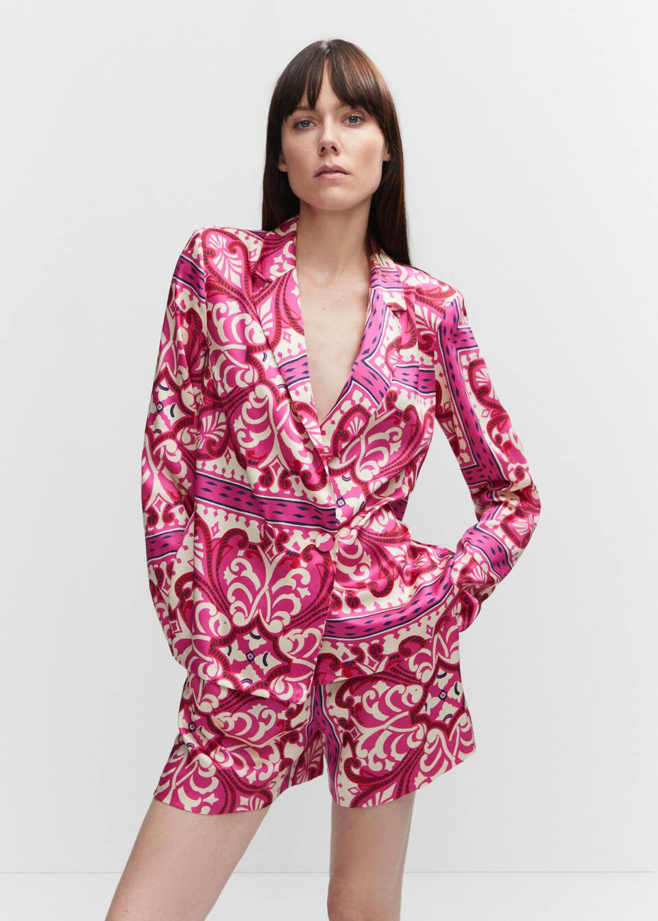 Printed lapels shirt -  Women | Mango United Kingdom | MANGO (UK)