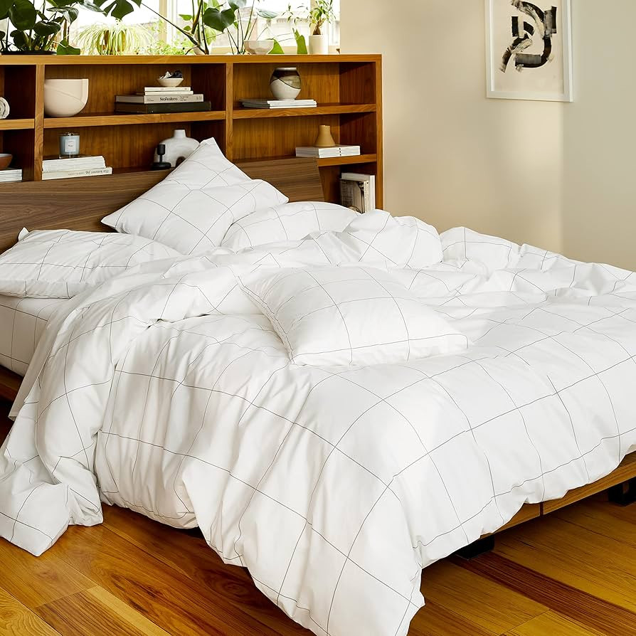 Brooklinen Luxury Sateen Duvet Cover - 100% Cotton, King/California King Size in Window Pane with... | Amazon (US)