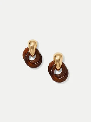 Veronica Beard Resin Link Drop Hoop Earring Gold Brown | Veronica Beard