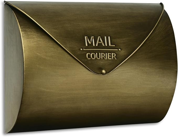 Outdoor Wall Mount Mailbox, 13 x 3.24 x 10.3 inch Antique Brass Waterproof Mail Box, Heavy Duty W... | Amazon (US)