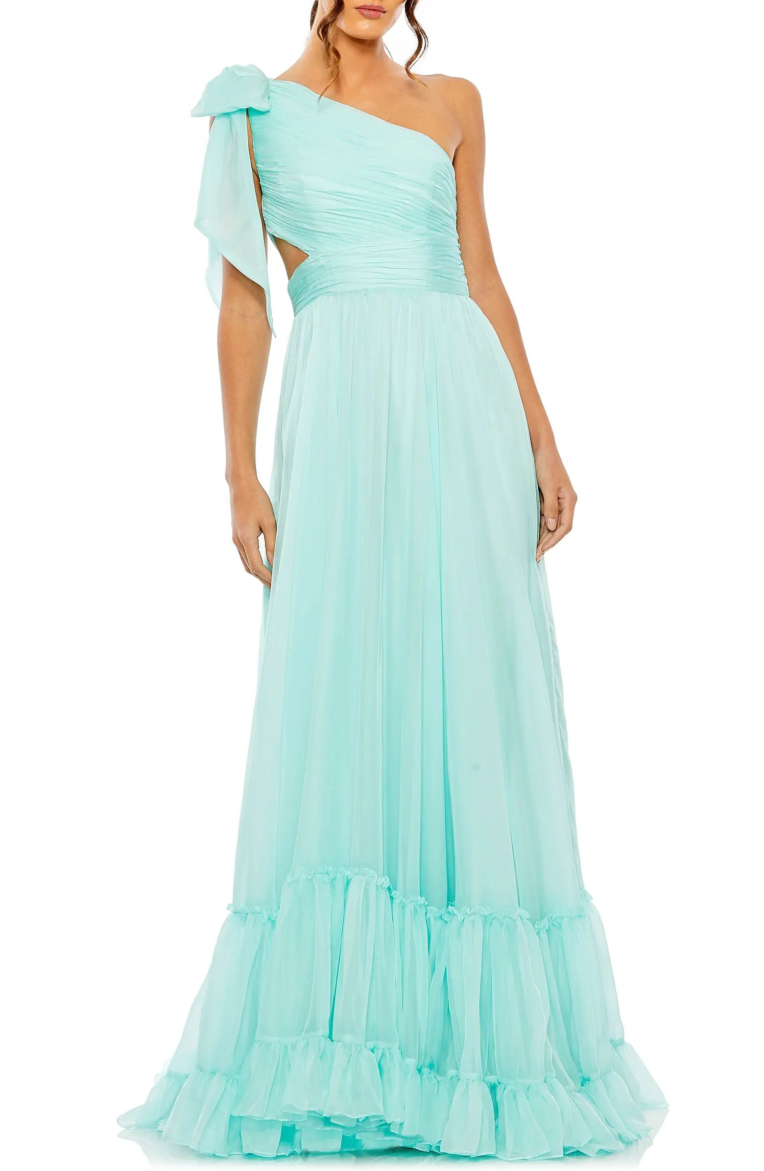 Mac Duggal Ruched Tiered One-Shoulder Gown | Nordstrom | Nordstrom