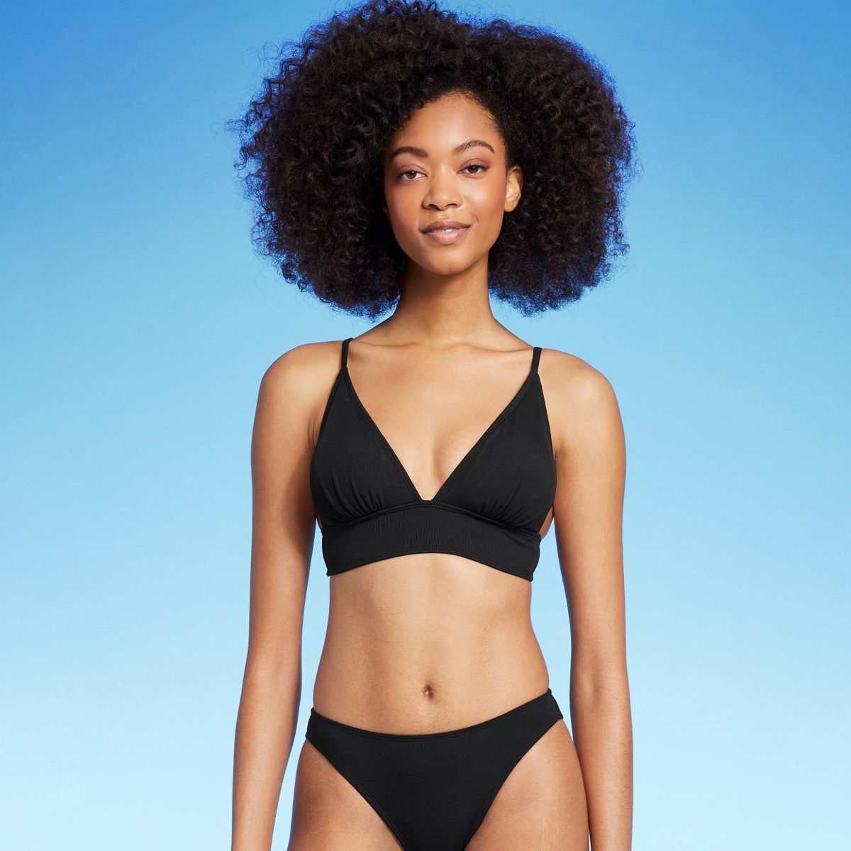 Women's Longline Triangle Bikini Top - Shade & Shore™ Black | Target