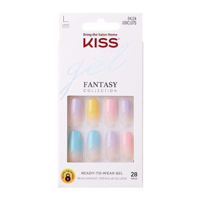 KISS Gel Fantasy Ready-to-Wear Press-On Gel Nails, “It's Destiny”, Long, Multi-Colored Pastel... | Amazon (US)