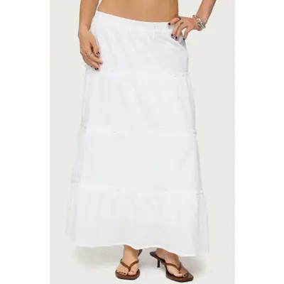 EDIKTED Tiered Cotton Maxi Skirt in White at Nordstrom, Size Small | Nordstrom