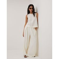 Nobody's Child Linen Rich Drawstring Straight Leg Trousers Cream | Marks & Spencer (UK)