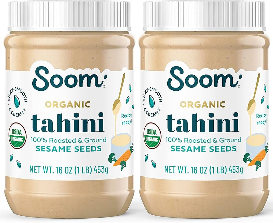Soom Foods Organic Tahini 16oz (2 Pack) | Roasted & Ground Sesame Seed Paste | Creamy Texture for... | Amazon (US)