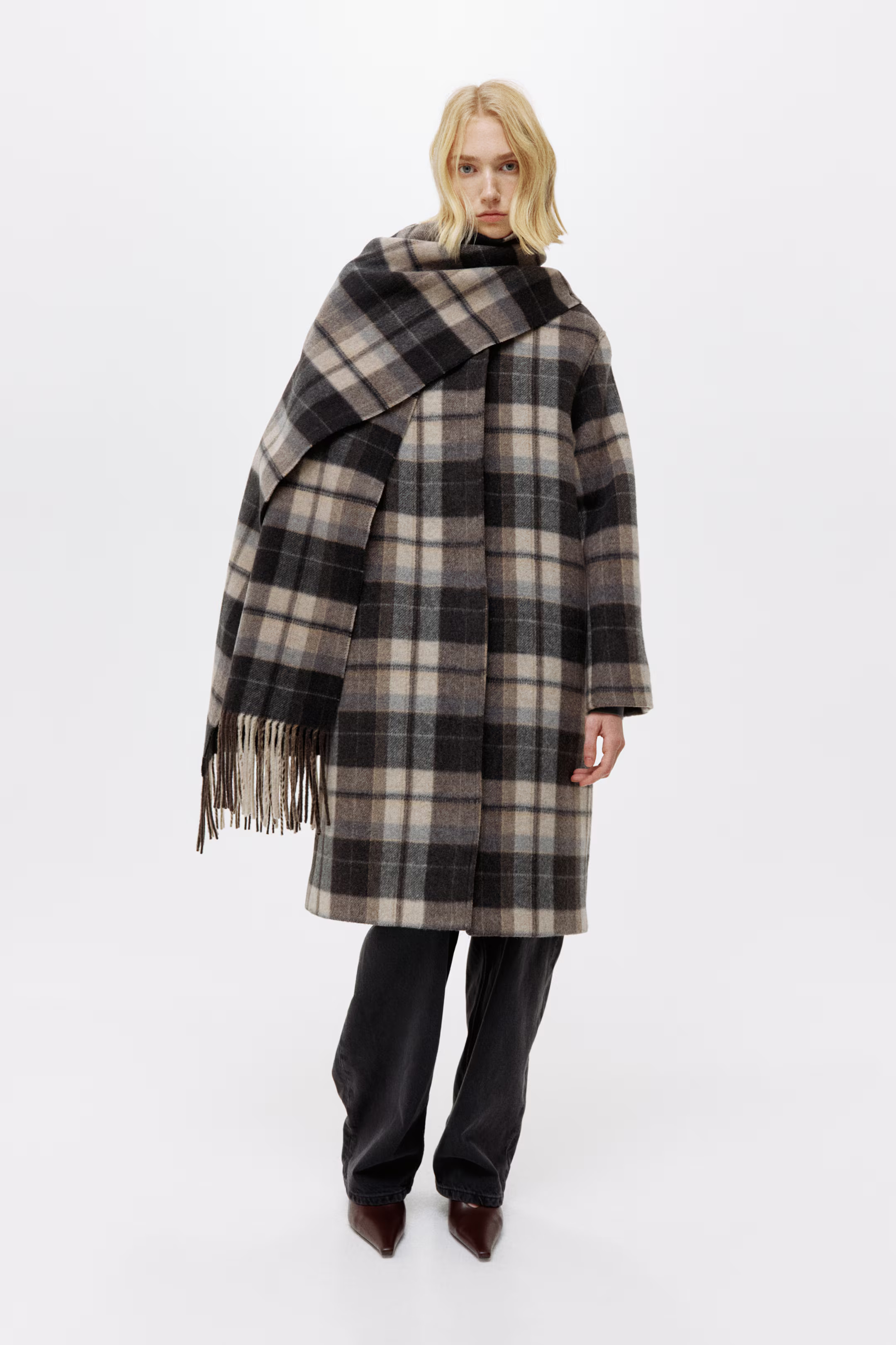Scarf-Detail Wool-Blend Coat | H&M (US + CA)