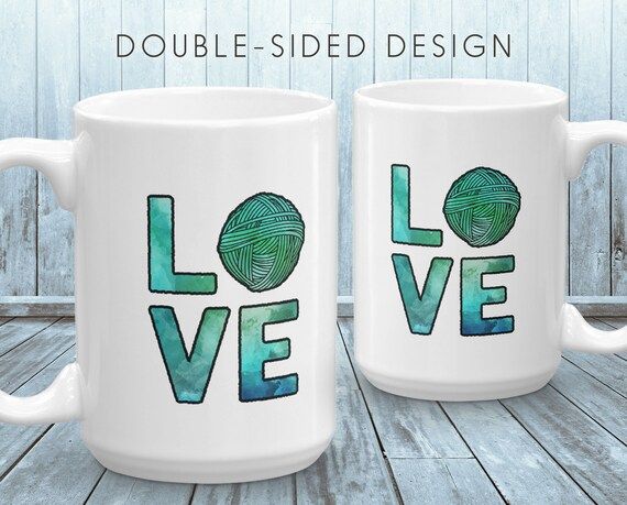 Love Yarn Ceramic Mug for Knitters, Crocheters and Yarn Crafters | Cute Gift for Knitting Friends... | Etsy (US)