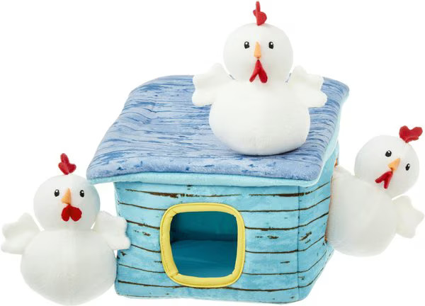 Frisco Chicken Coop Hide & Seek Puzzle Plush Squeaky Dog Toy, Small/Medium | Chewy.com
