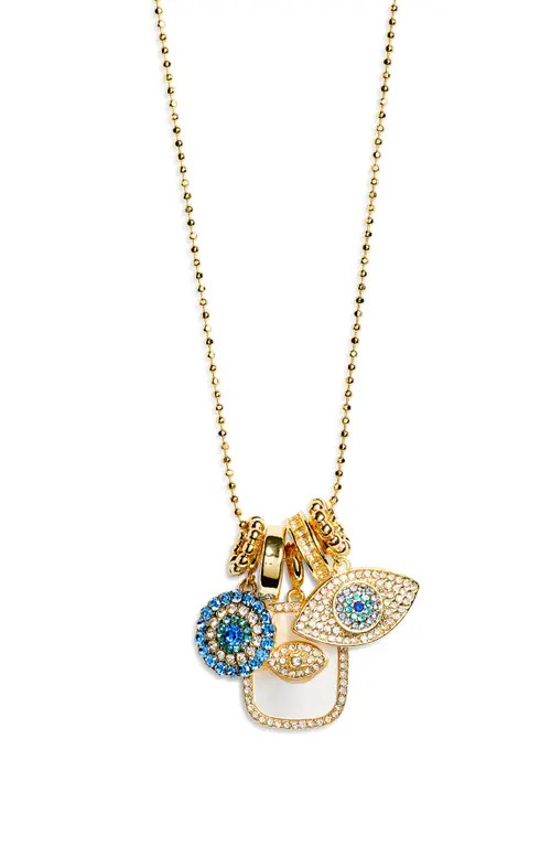 BaubleBar Evil Eye Multicharm Necklace in Blue at Nordstrom | Nordstrom