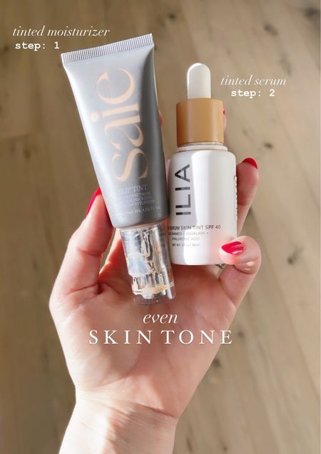 B E A U T Y \ beauty products to quickly even our skin tone!
1. Tinted moisturizer: color, three half
2. Tinted serum: color, ORA

Skincare
Makeup 

#LTKbeauty