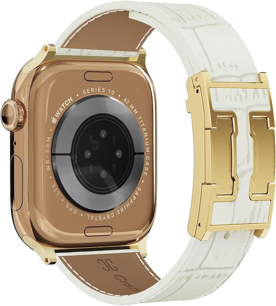 Luxury Crocodile Leather Band Compatible with Apple Watch SE 3 2 1,Ultra3 2 1, Series11 10 9 8 7 ... | Amazon (US)