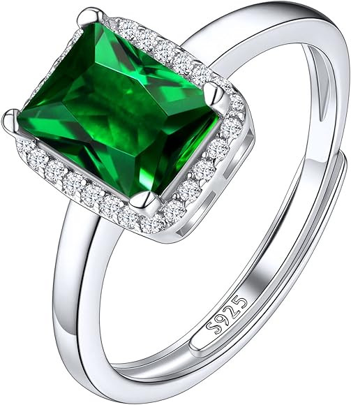 Suplight 925 Sterling Silver Square/Pear Shape Birthstone Ring, Cubic Zirconia Solitaire Engageme... | Amazon (CA)