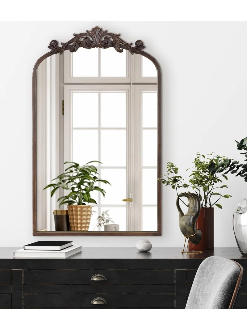 Kate And Laurel Arendahl Traditional Arch Mirror, 19 x 30.75, Antique Bronze, Baroque Inspired Wa... | Walmart (US)