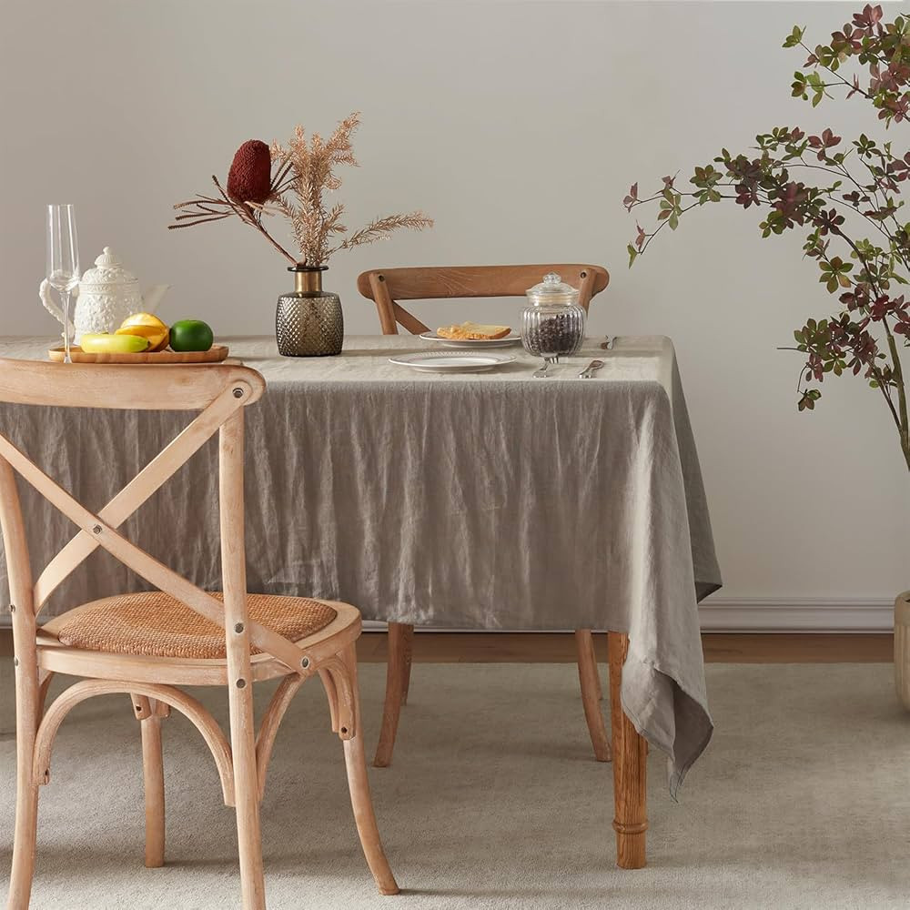 TOSMO 100% French Linen Tablecloth, Washable Farmhouse Rectangle Table Cloth for Kitchen, Dining,... | Amazon (US)