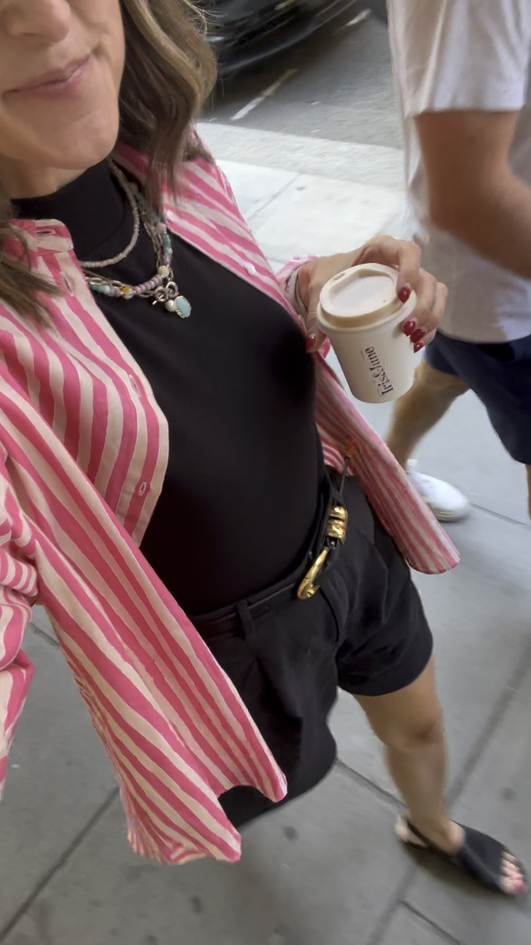 Sezane top. Runs oversized. Wearing size 36. 
Madewell belt. 
Everlane shorts - run TTS. 

London outfit. 
Europe outfit  

#LTKFindsUnder100 #LTKTravel #LTKStyleTip