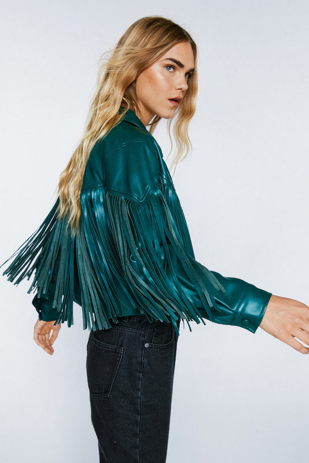 Faux Leather Fringed Western Jacket | Nasty Gal (US)