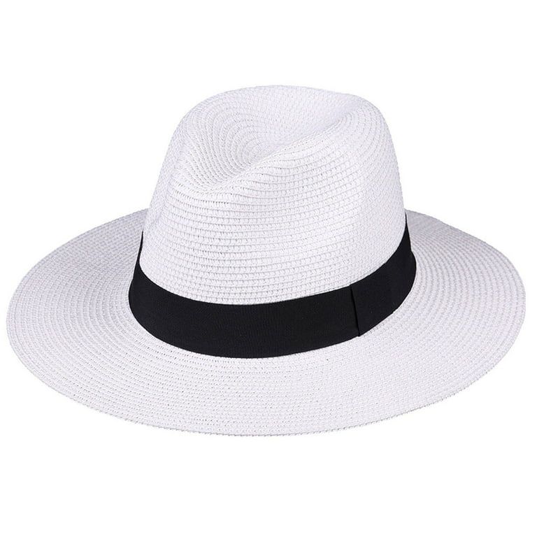Eyicmarn Womens UPF50 Foldable Summer Panama Hat Wide Brim Fedora Sun Straw Hat | Walmart (US)