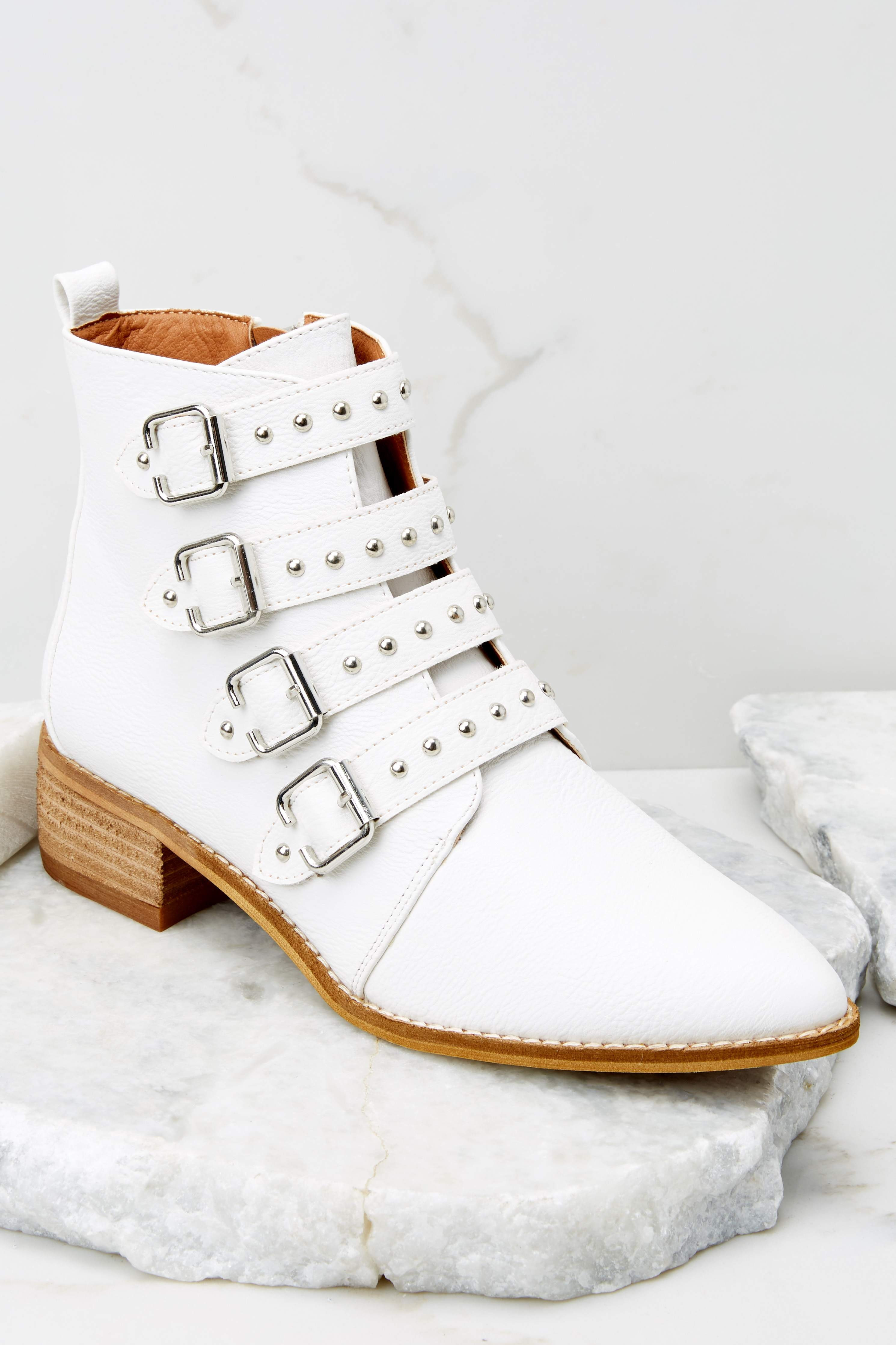 City Girl White Ankle Booties | Red Dress 