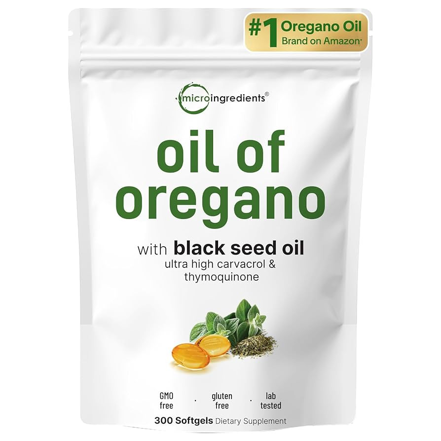 Micro Ingredients Oil of Oregano Softgels, 300 Count | 2 in 1 Formulated with Black Seed Oil, 4X ... | Amazon (US)