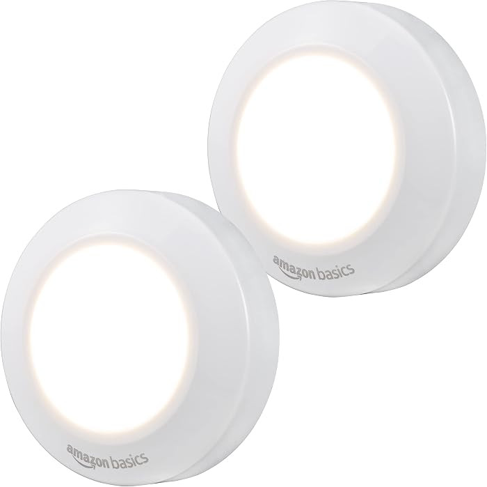 Amazon Basics LED Puck Lights, Battery Operated, 50 Lumens, Under Cabinet Lighting, Easy to Insta... | Amazon (US)