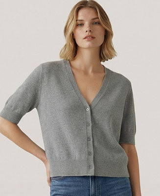 Women's Striped V-Neck Button-Front Cardigan | Macy's