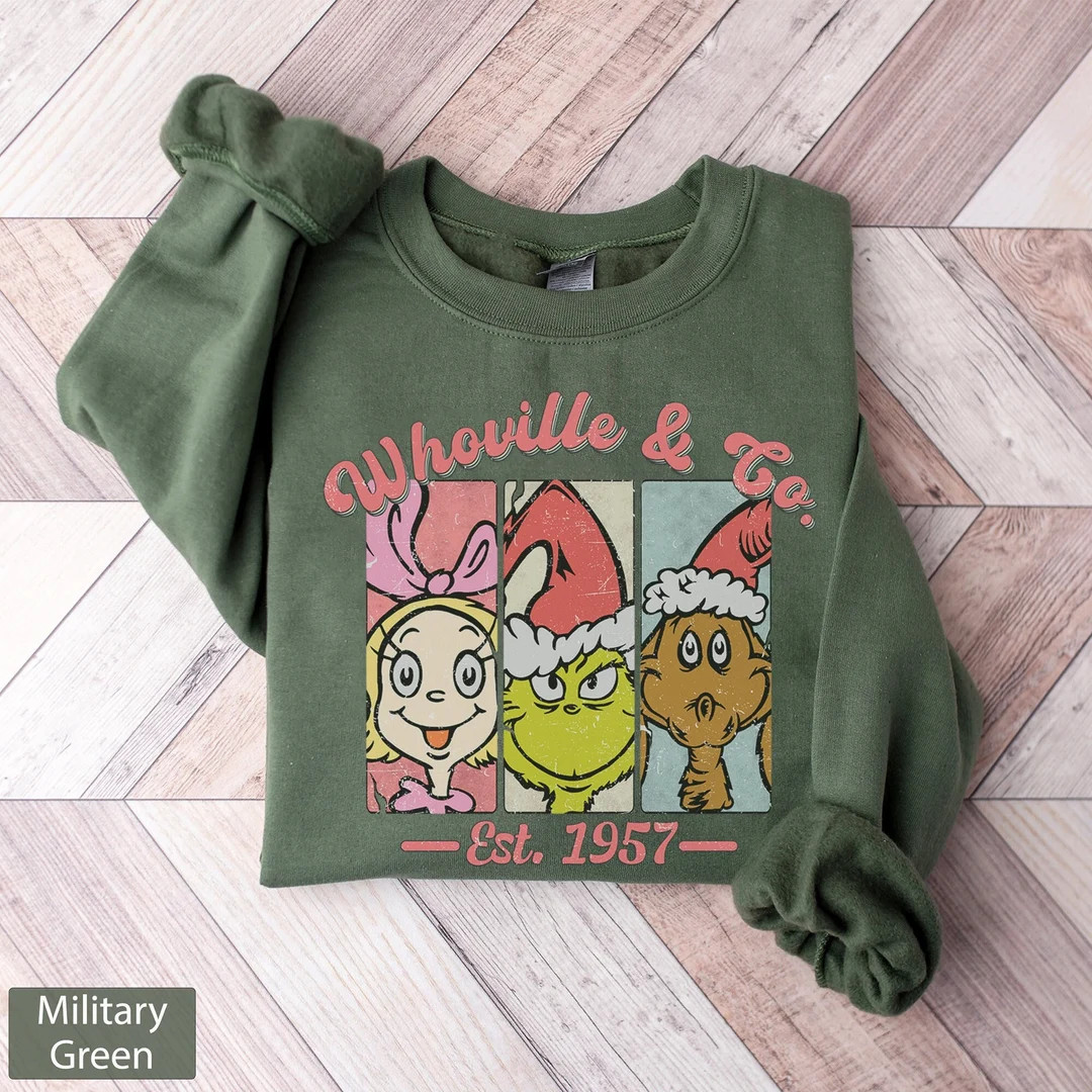 Retro Merry Grinchmas Sweatshirt,merry grinchmas sweatshirt,Christmas Party Crewneck,Family Chris... | Etsy (US)