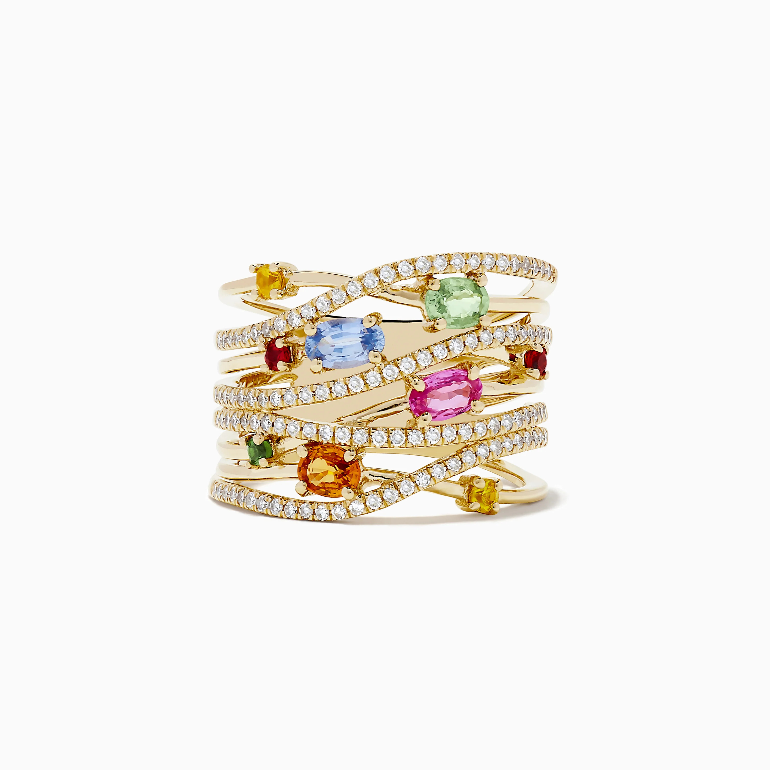 Watercolors 14K Yellow Gold Multi Sapphire and Diamond Ring | Effy Jewelry