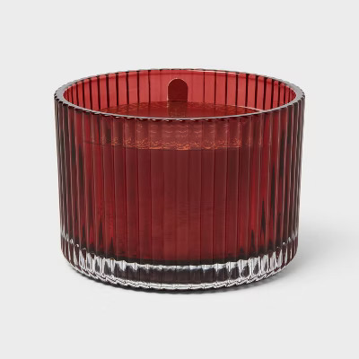 2 Wick Ribbed Glass Warm Cider and Cinnamon Candle 13oz - Threshold™ | Target