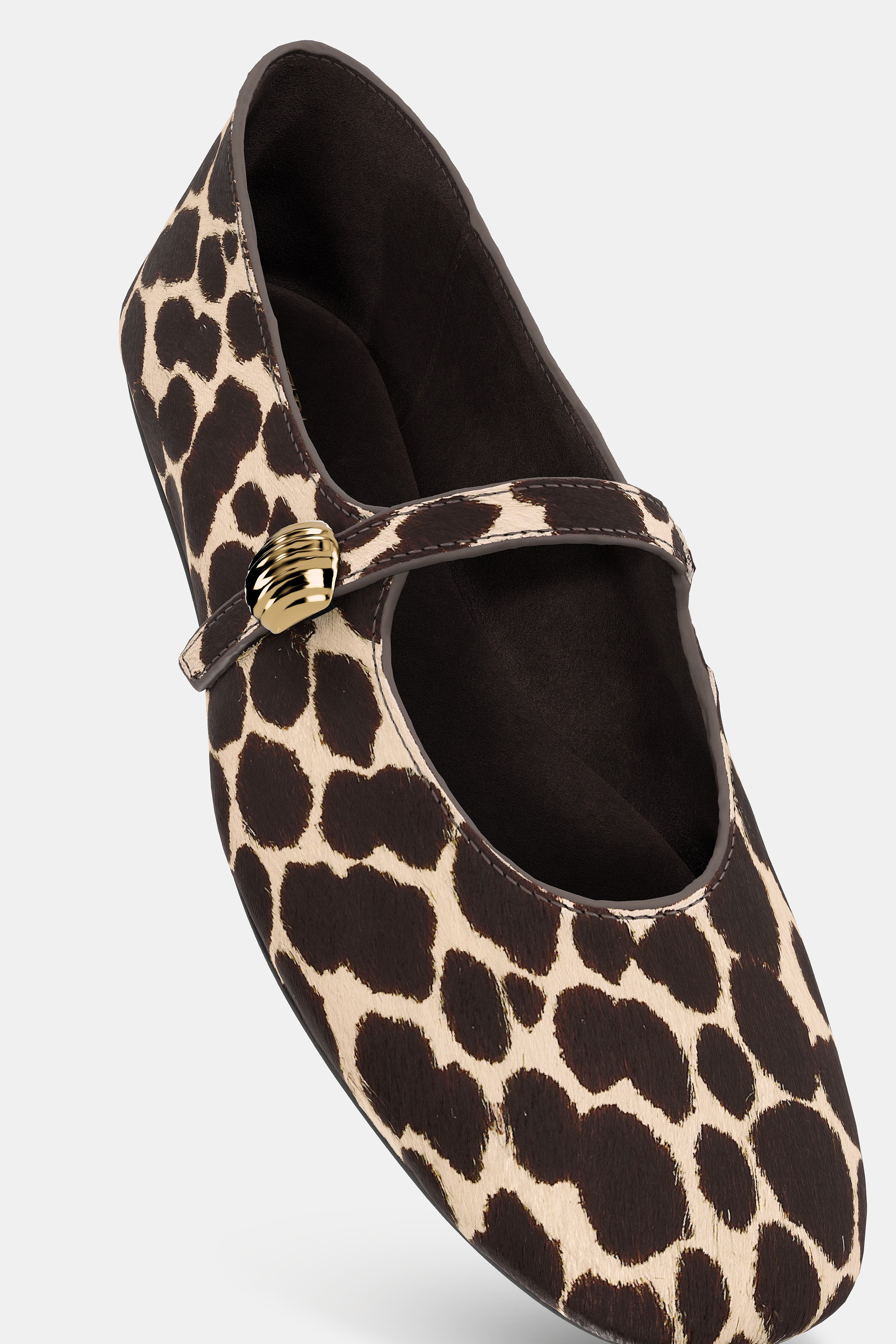 PRINTED LEATHER BALLET FLATS | Zara US