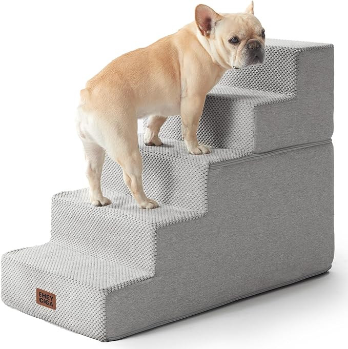 EHEYCIGA Dog Stairs for High Bed 22.5" H, 5-Step Dog Steps for Bed, Pet Steps for Small Dogs and ... | Amazon (US)